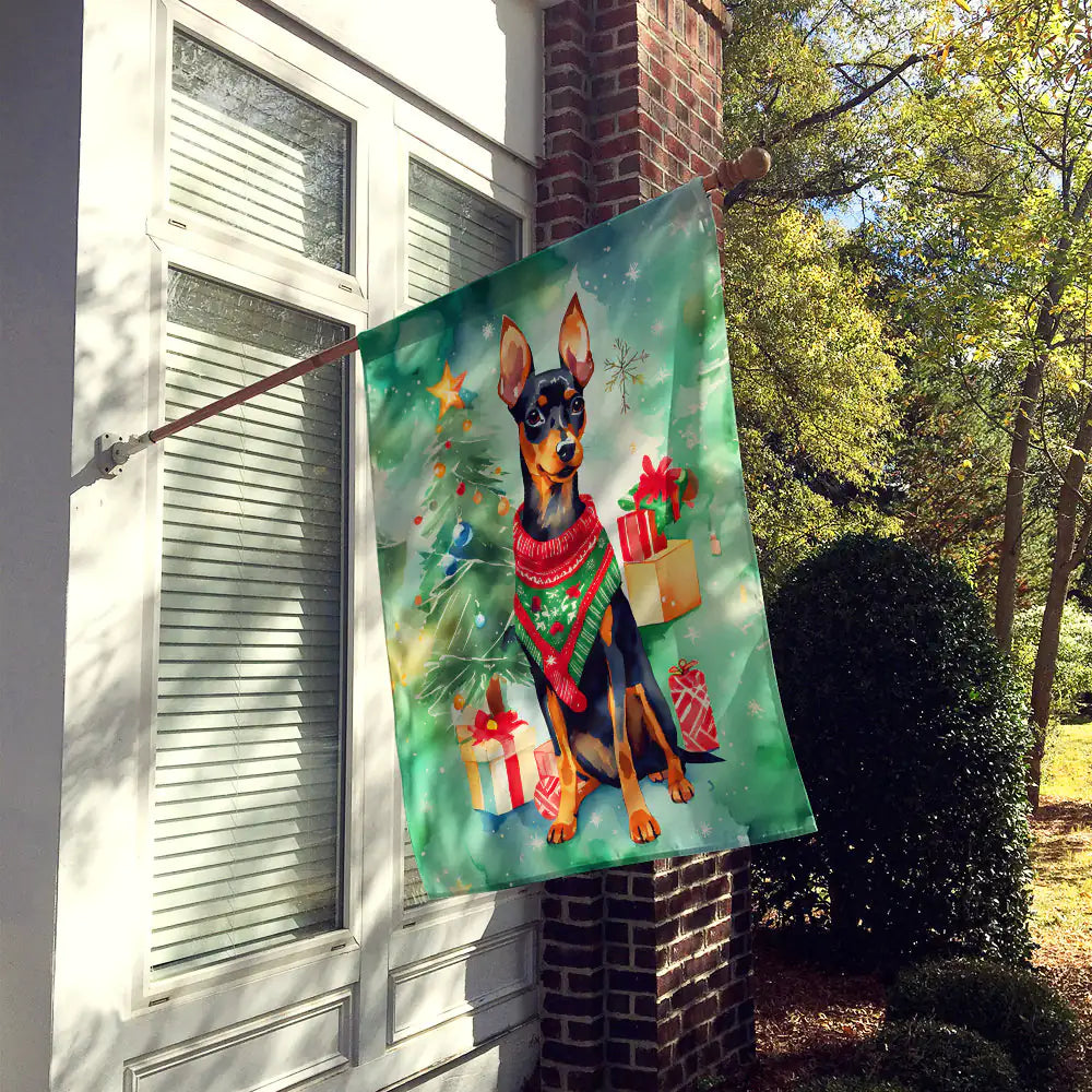 Miniature Pinscher Christmas House Flag