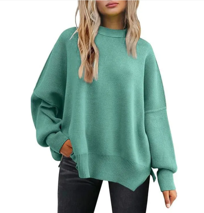 Women's Cozy Knitted Pullover with Side Slit – Chic & Comfortable | Streetwear