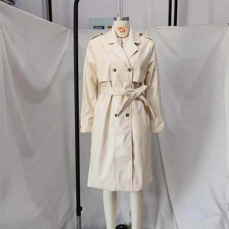 Loose Double-Breasted Long Trench Coat for Women