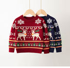Children's Pullover Christmas Moose Sweater for Girls
