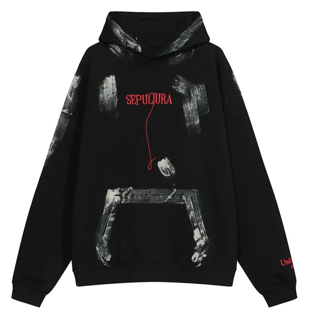 Vintage Washed Embroidered Letter Hoodie for Unisex | Streetwear