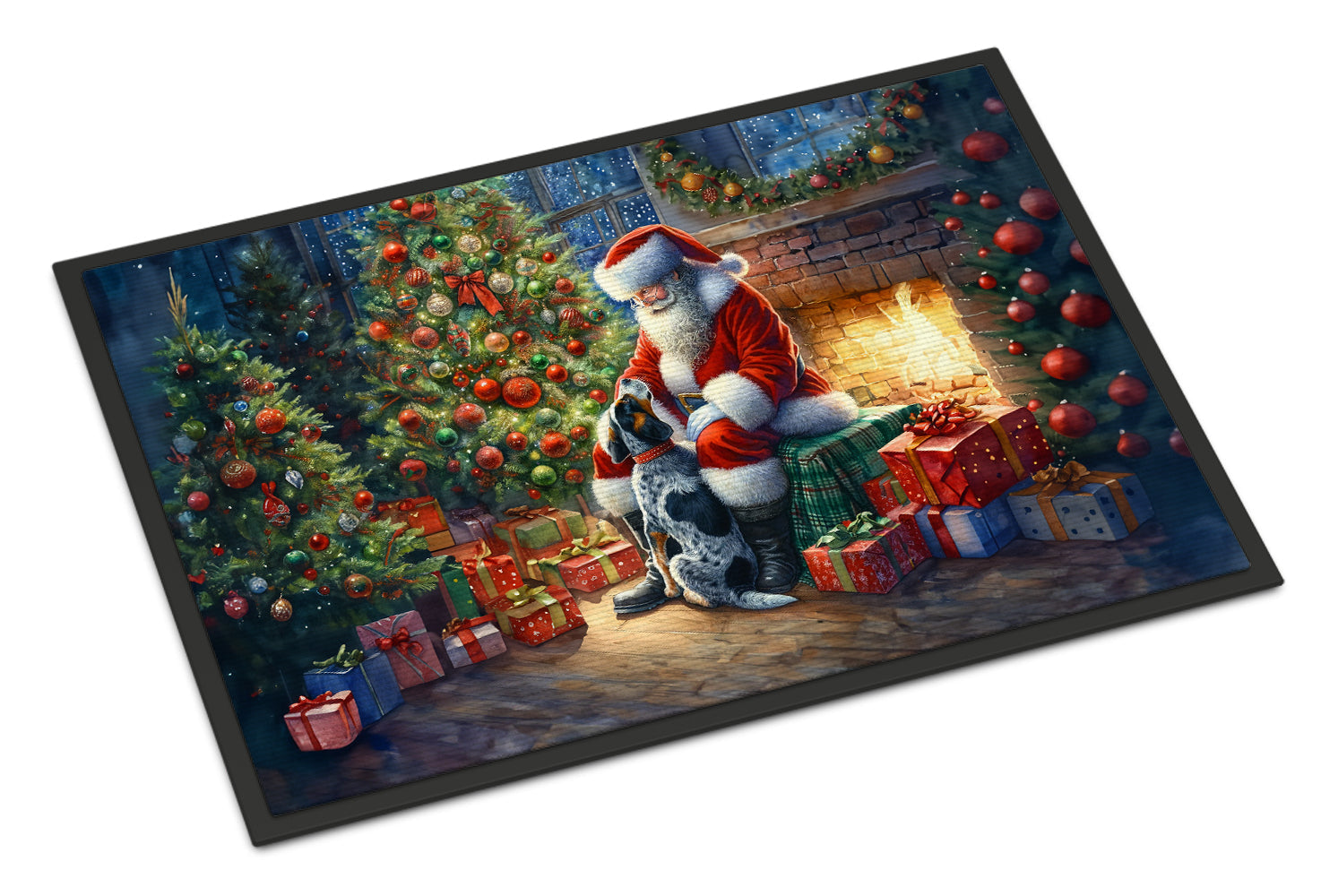 Bluetick Hound and Santa Claus Doormat