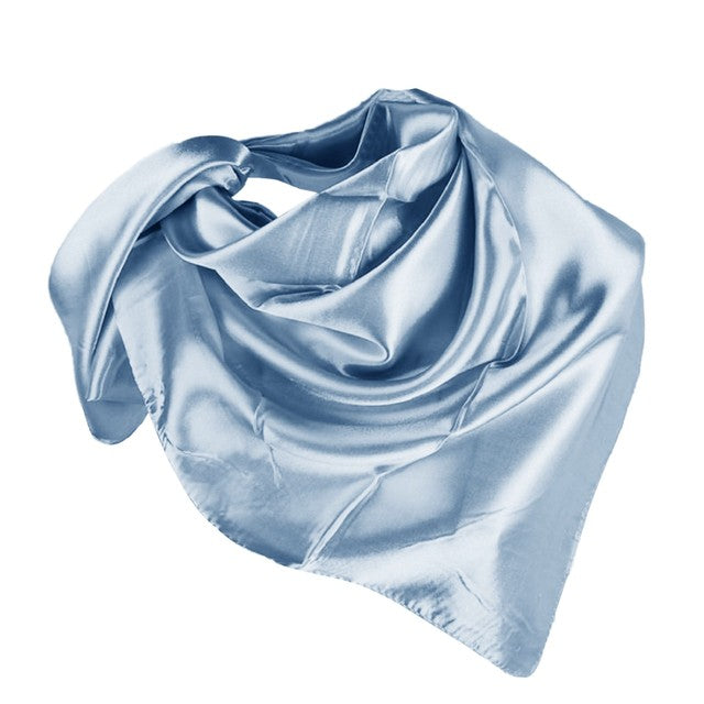 Women's Fashion Solid Satin Square Scarf and Headband