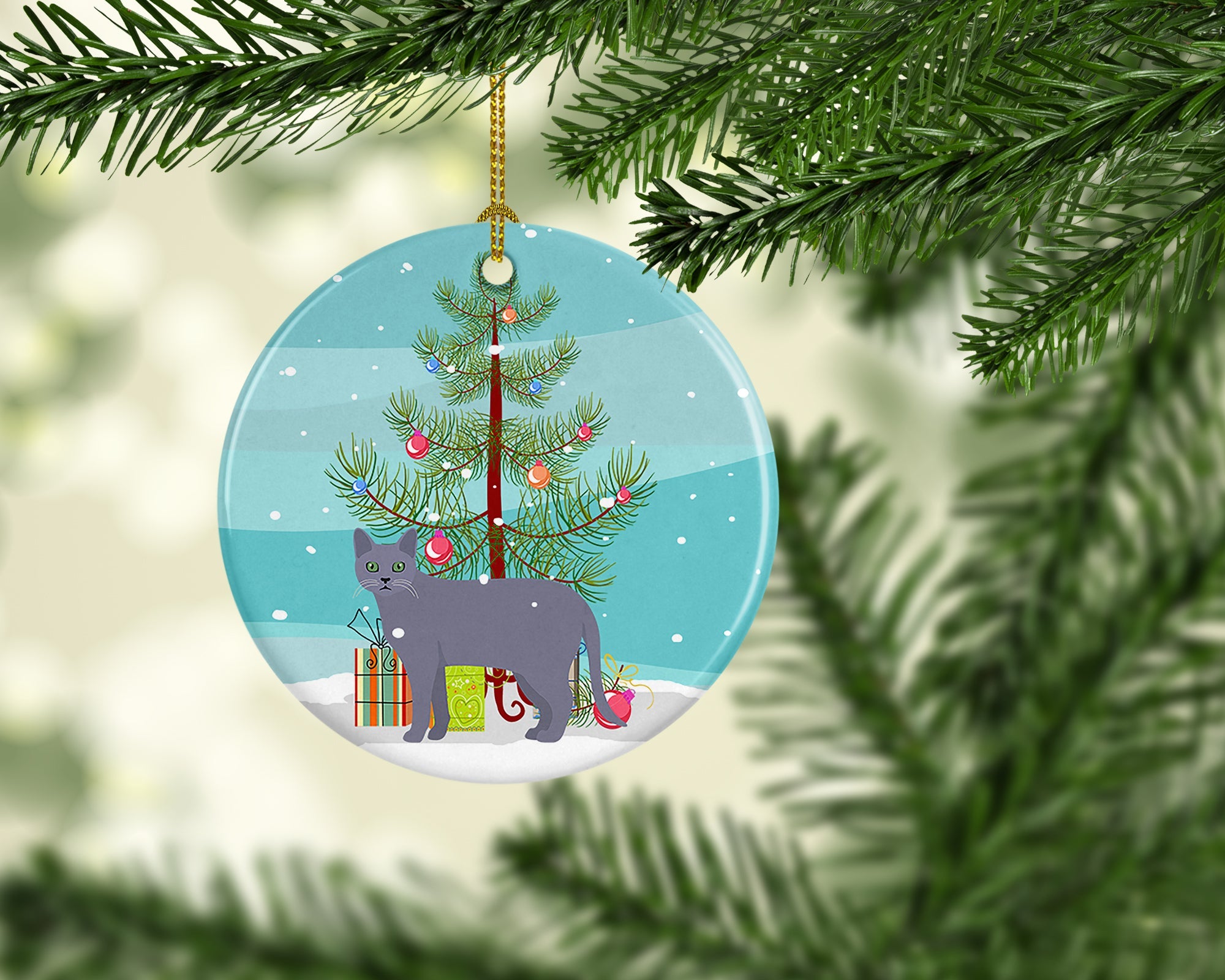 Korat Cat Christmas Ceramic Ornament