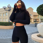 Spring Women's Long Sleeve Hoodie and Shorts Set
