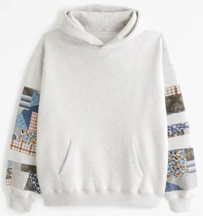 Printed Patch Hooded Sweater