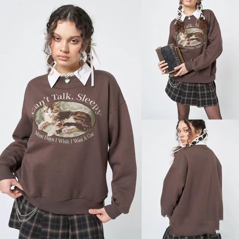Women's Casual Printed Long-Sleeved Crew Neck Sweater