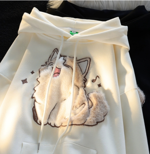 Korean Printed Loose Long Sleeve Slouchy Hoodie | Streetwear