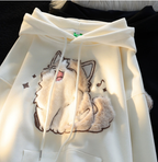Korean Printed Loose Long Sleeve Slouchy Hoodie | Streetwear