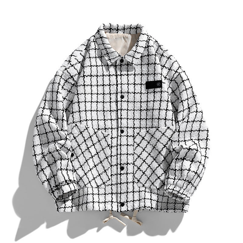 Punk Style Single Breasted Plaid Jacket for Men