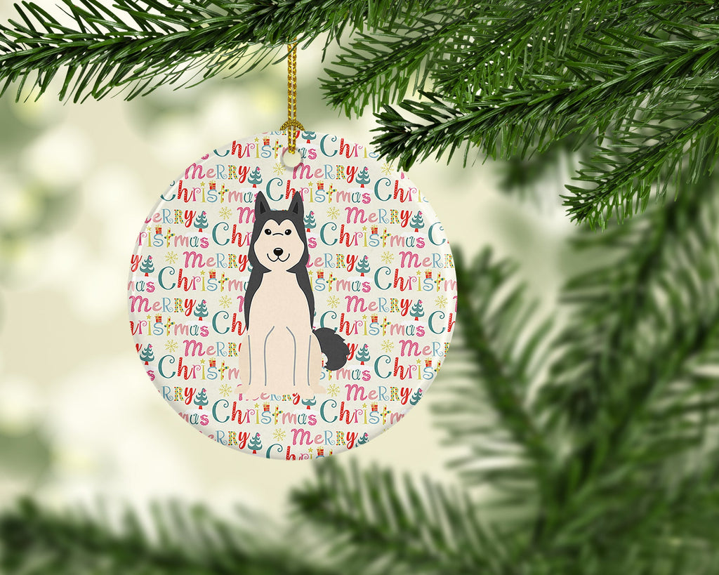 Merry Christmas West Siberian Laika Spitz Ceramic Ornament