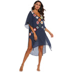 Women's Sexy Deep V Crochet Beach Cover-Up Dress A191230