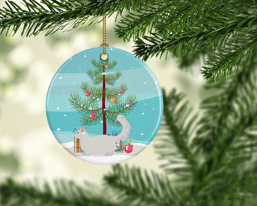 Munchkin Cat Christmas Ceramic Ornament