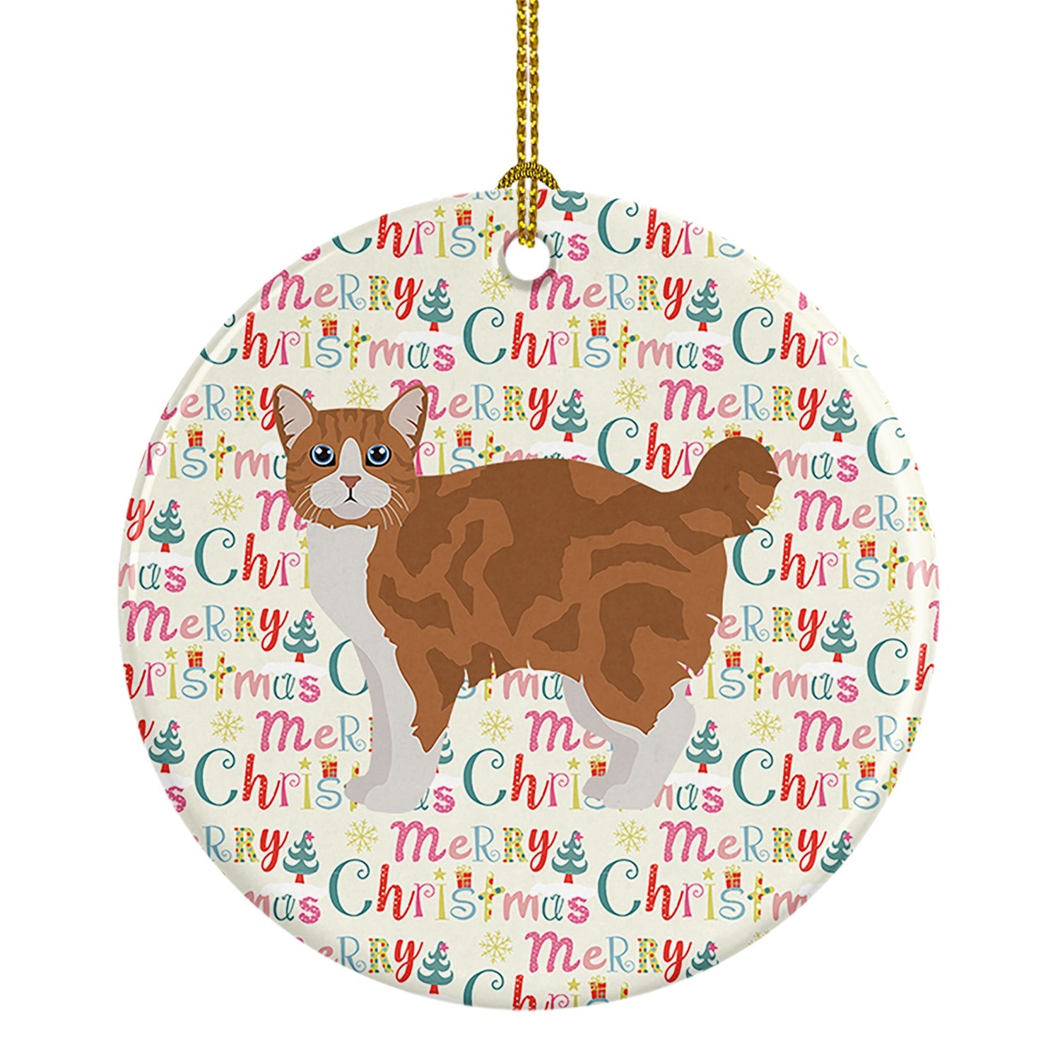Manx #2 Cat Christmas Ceramic Ornament