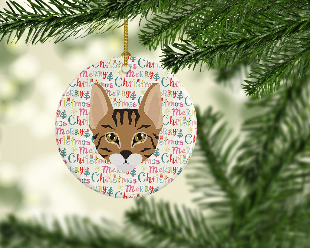 Savannah Cat Christmas Ceramic Ornament