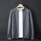 Men's Zipper Stand Collar Color-Block Cardigan