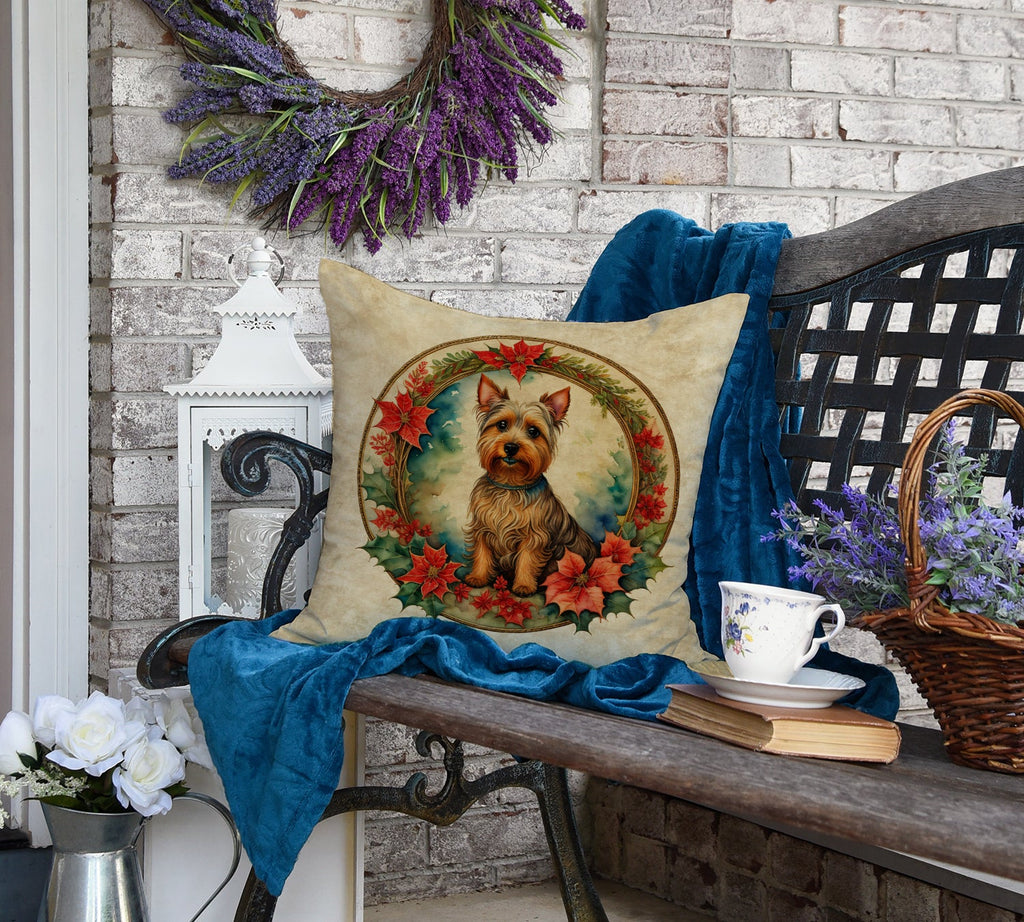 Australian Terrier Christmas Flowers Throw Pillow