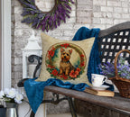 Australian Terrier Christmas Flowers Throw Pillow