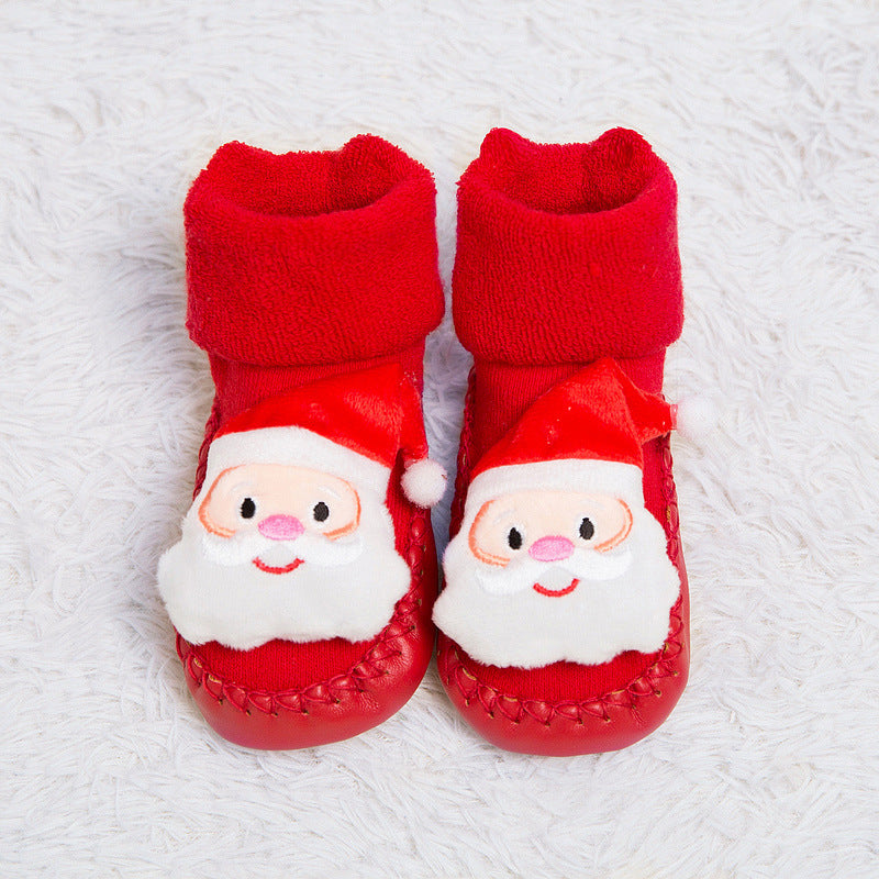 Thick Baby Walking Socks with Cartoon Designs (Christmas)