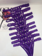 Low Waist Sexy Women's Thong with Embroidery and Rhinestones
