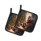 Miniature Pinscher and Santa Claus Pair of Pot Holders