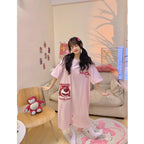 Plus Size Cartoon Cotton Short Sleeve Sleepwear Dress