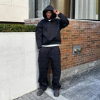 Relaxed Fit Solid Color Hoodie & Trousers Set | Streetwear