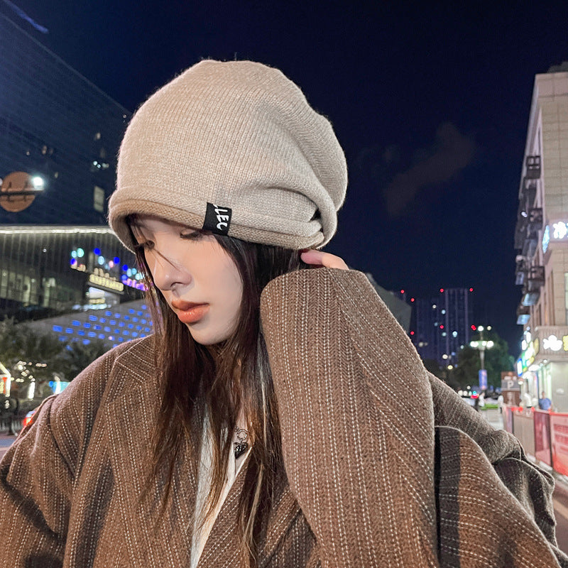 Warm Knitted Wool Winter Cap with Pile Design | Embroidered Cap