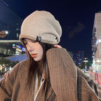 Warm Knitted Wool Winter Cap with Pile Design | Embroidered Cap