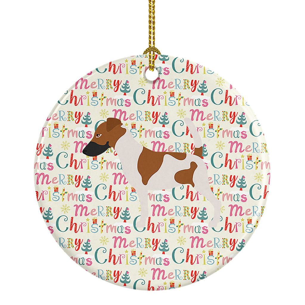 Smooth Fox Terrier Merry Christmas Ceramic Ornament