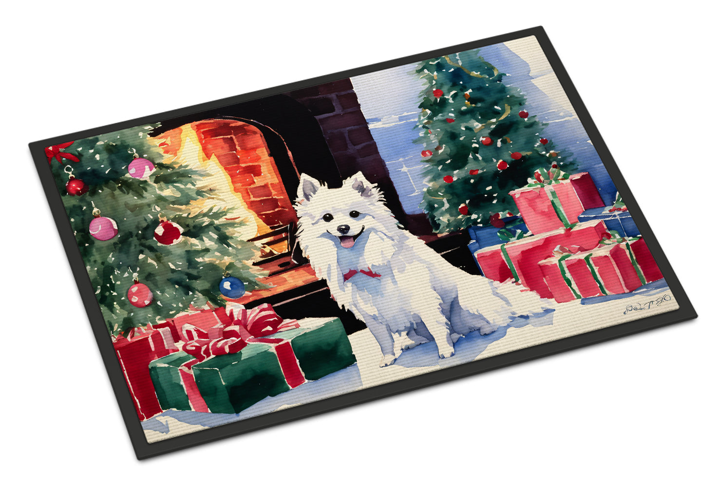 Japanese Spitz Cozy Christmas Doormat