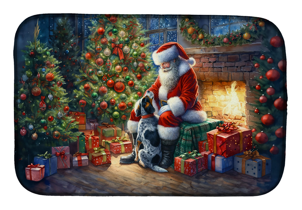 Bluetick Hound and Santa Claus Dish Drying Mat