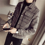 Korean Style Striped Woolen Jacket for Slim Fit