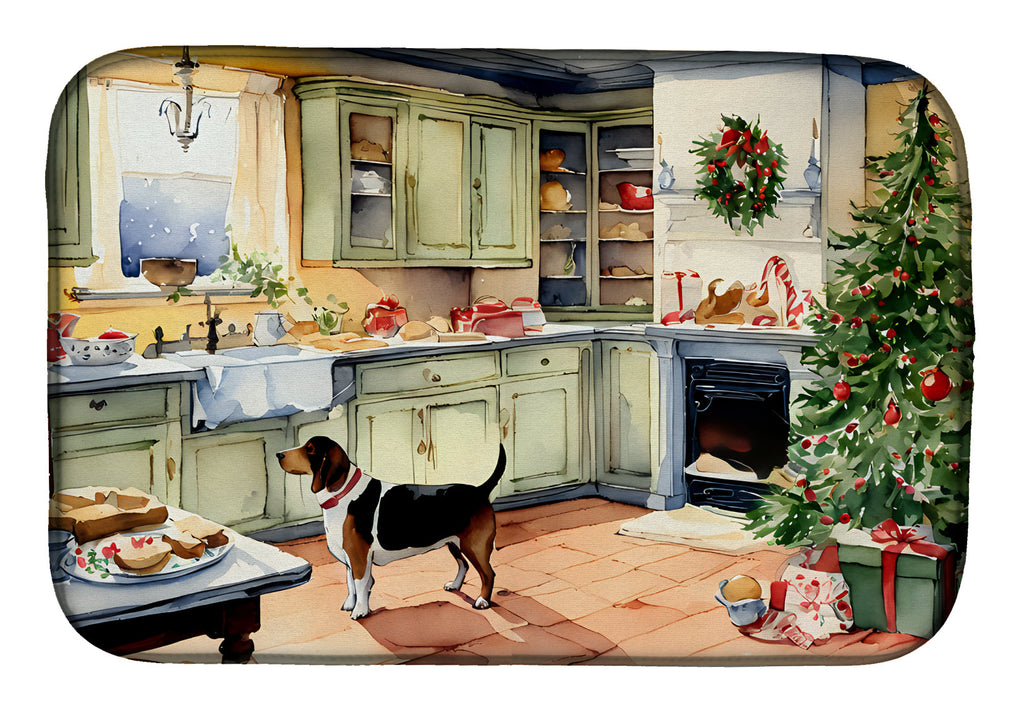 Basset Hound Christmas Cookies Dish Drying Mat