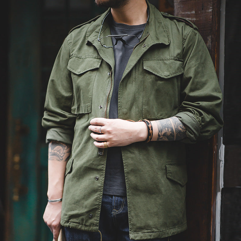 Maden M65 Oversize Army Green Denim Jacket for Men