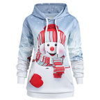 Christmas Snowman Print Hoodie with Kangaroo Pockets | Streetwear