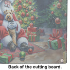 Lakeland Terrier and Santa Claus Glass Cutting Board