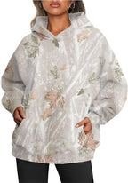 Oversized Women's Camouflage Hoodie with Maple Leaf Print | Streetwear