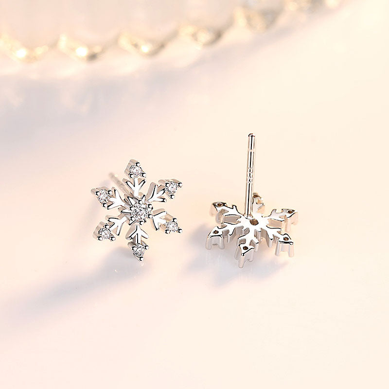 Silver Snowflake Earrings for Christmas