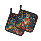 Cheetah Christmas Pair of Pot Holders