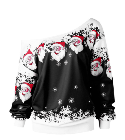 One-Shoulder Santa Sweatshirt for Women | Streetwear