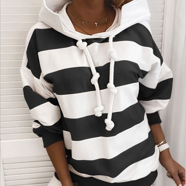 Gothic Striped Wool Hoodie - Casual Winter Outwear | Streetwear