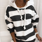 Gothic Striped Wool Hoodie - Casual Winter Outwear | Streetwear