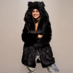Women's Hooded Fur Overcoat Jacket