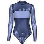 New Mesh Long Sleeve Reflective Bodysuit for Women