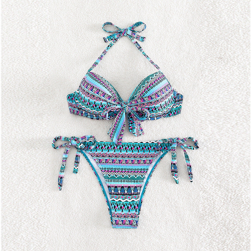 2023 Women's High-Waist Bikini with Neck Tie