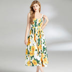 Summer Floral Print Spaghetti Strap Backless Dress