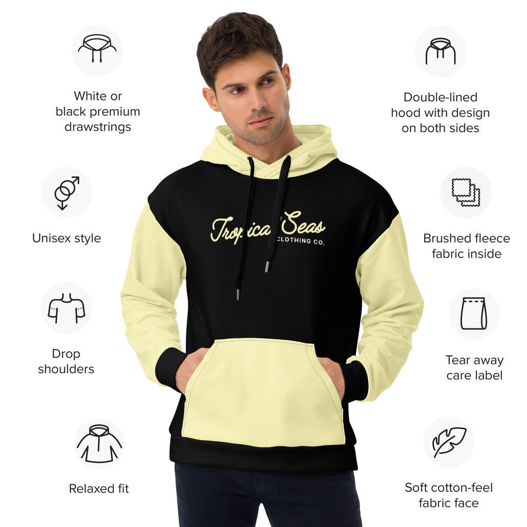 Cream Yellow Two-Tone Tropical Seas Hoodie | Streetwear