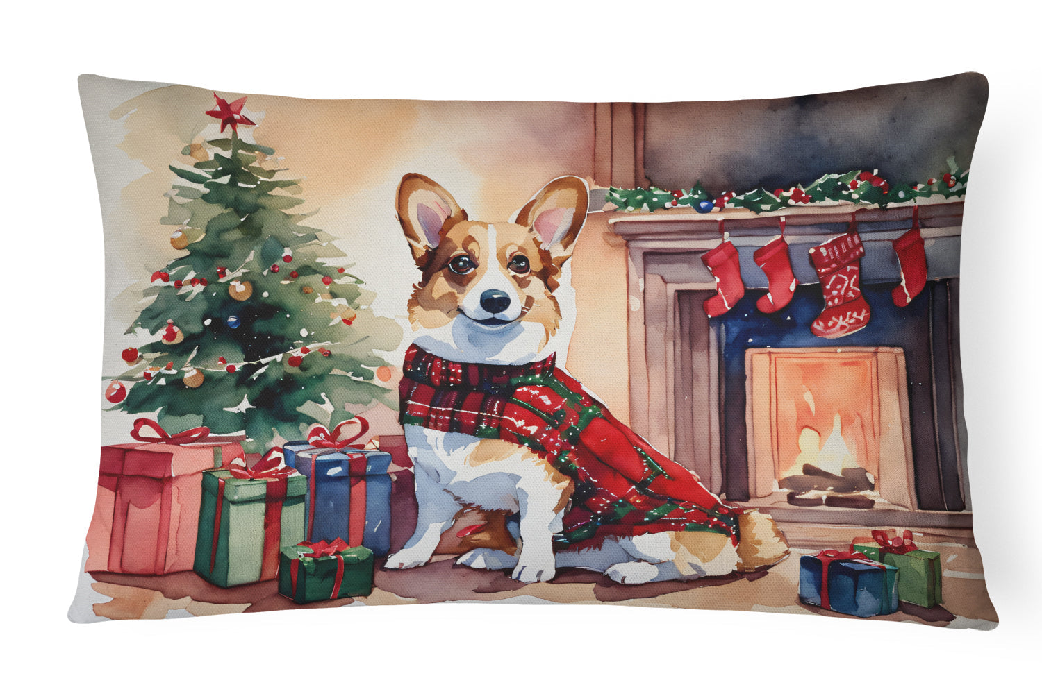 Corgi Cozy Christmas Throw Pillow