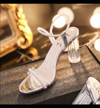 French Transparent High Heel Thong Sandals